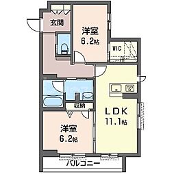 MaderII 2階2LDKの間取り