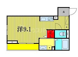 ベルウェル亀岡 2階ワンルームの間取り