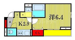 ベルウェル亀岡 2階1Kの間取り