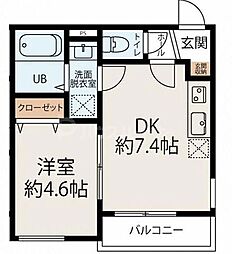 コネクトパーク東本町 3階1DKの間取り