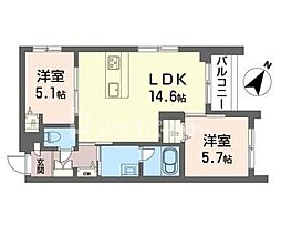 セルディーナ アイ 4階2LDKの間取り