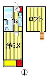 ジュークIII 2階1Kの間取り