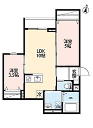 rh 本千葉（アールエイチ ホンチバ） 1階2LDKの間取り