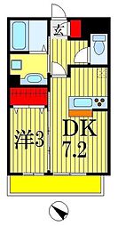 エヴァーラスティング千葉 1階1DKの間取り