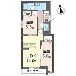 メゾン　ド　ヒロ 3階2LDKの間取り