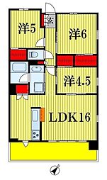 センチュリー千葉みなと 6階3LDKの間取り