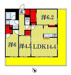 センチュリー千葉みなと 11階3LDKの間取り