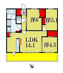 センチュリー千葉みなと 12階3LDKの間取り