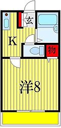 ラブリーローズ 1Kの間取図画像