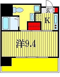マリンパレス登戸 10階1Kの間取り