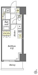 プライムメゾン千葉新町 7階1Kの間取り