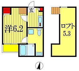 フロルクオーレ 1Kの間取図画像