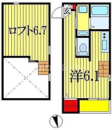 Castilloいのはな 1Kの間取図画像