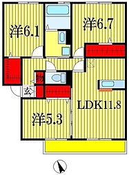 PARKHILLSMIYAKOD 3LDKの間取図画像