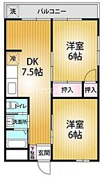 LaLaKasuga 2DKの間取図画像