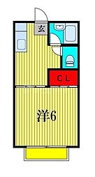 中嶋ハイツ 1Kの間取図画像