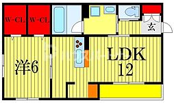 LaMer稲毛東 1LDKの間取図画像