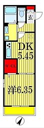 ヴィラリッツ3 1DKの間取図画像