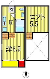 マザーユニックス 1Kの間取図画像