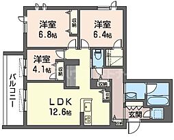 トラストメゾン花長 3LDKの間取図画像