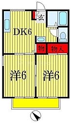 ドミール穴川 2DKの間取図画像