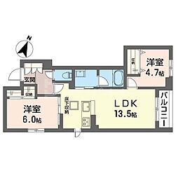 サーフパラダイス登戸 2LDKの間取図画像