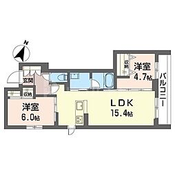 サーフパラダイス登戸 2LDKの間取図画像