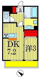 エヴァーラスティング千葉 1DKの間取図画像