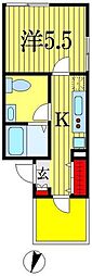 Fleurchiba 1Kの間取図画像