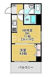 ニュートリノ要 1DKの間取図画像
