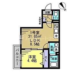 AJ稲毛 1LDKの間取図画像