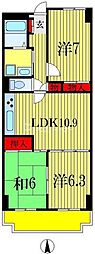 フローラ稲毛 3LDKの間取図画像
