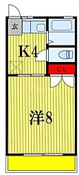 白菊ハイツA 1DKの間取図画像