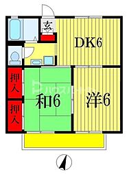 カーサ旭 2DKの間取図画像