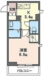 カーサレジオ 1Kの間取図画像