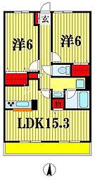 ゼファーシャン・ティオン蘇我弐番館 2LDKの間取図画像