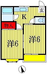 ヒルズ青葉台 2Kの間取図画像