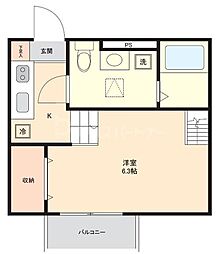 アンビエンテ千葉EAST館 1Kの間取図画像