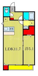 Yuu黒砂 1LDKの間取図画像