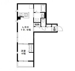 ポラリス 1Kの間取図画像