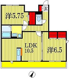 ヴェルデ神明町 2LDKの間取図画像