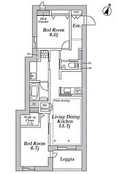GREEN CREST 2LDKの間取図画像