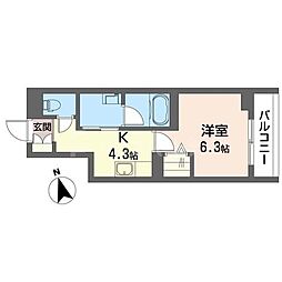 グランツ 1Kの間取図画像