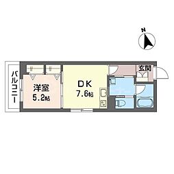 グランツ 1DKの間取図画像