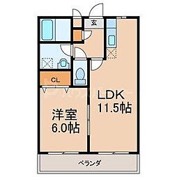 ピースコート 1LDKの間取図画像