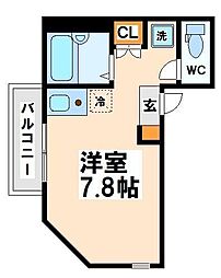 エルミタージュ葵 ワンルームの間取図画像