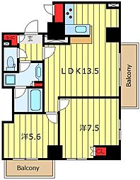 HF田端レジデンス 2LDKの間取図画像