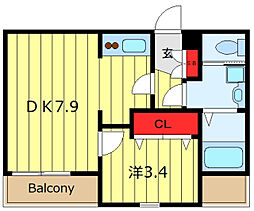 Blanche 1DKの間取図画像