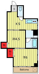 東栄マンション 2階2Kの間取り