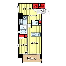 ルジェンテ西日暮里 2階1SLDKの間取り